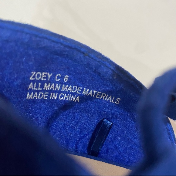 CHARLOTTE RUSSE Suede Qupid Lace Up Pointed Toe D’Orsay Flats Sandal blue size 6 - Picture 4 of 6